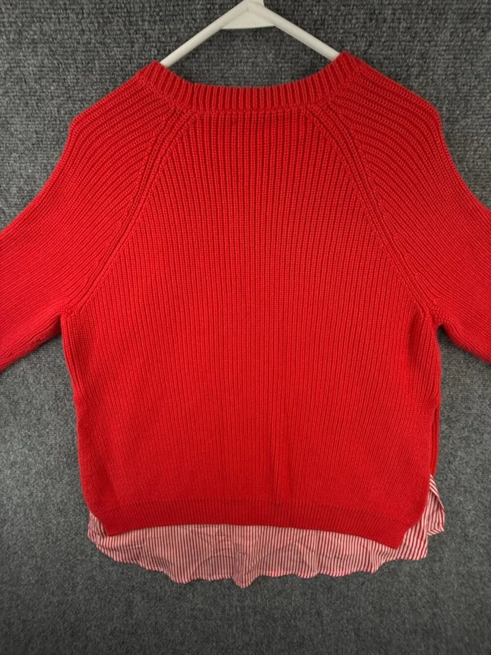 Lauren Ralph Lauren Women Preppy Shirt Lined Sweater Red Orange Large Preppy